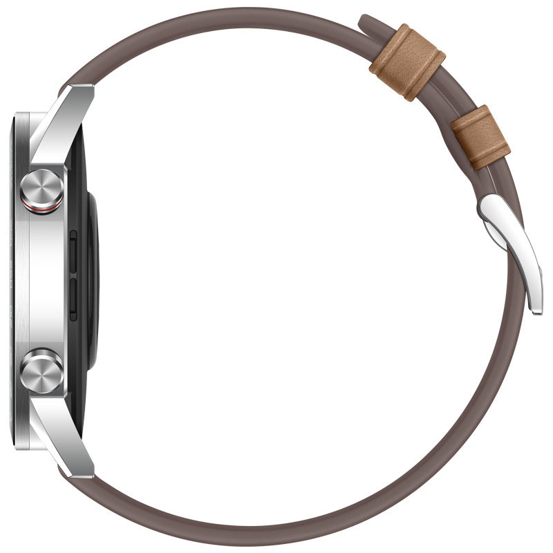 Watch with a brown strap on a white background