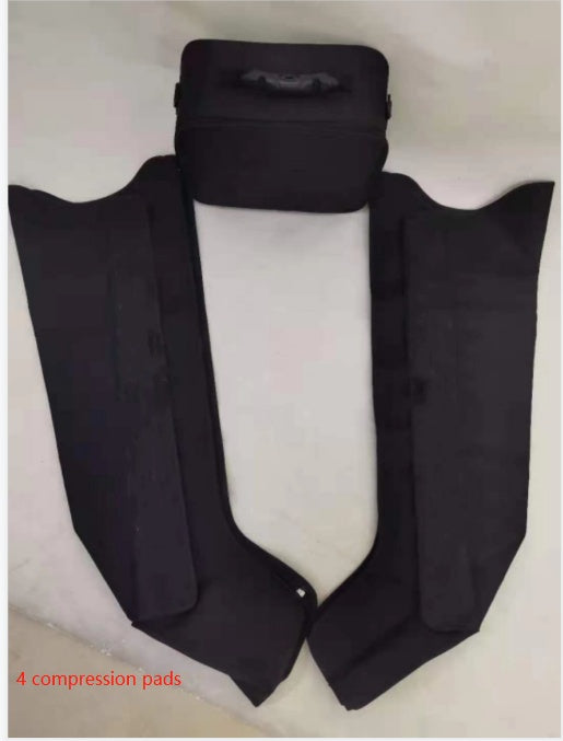 Black compression pads on a white background