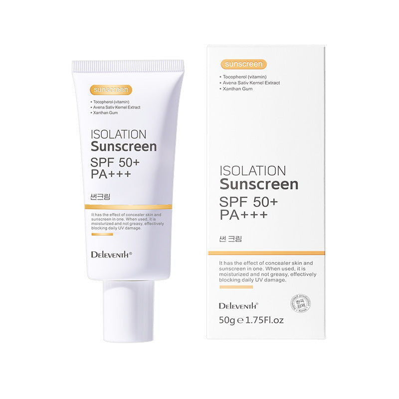 Delevnith Isolation Sunscreen SPF 50+ PA+++ with packaging on a white background