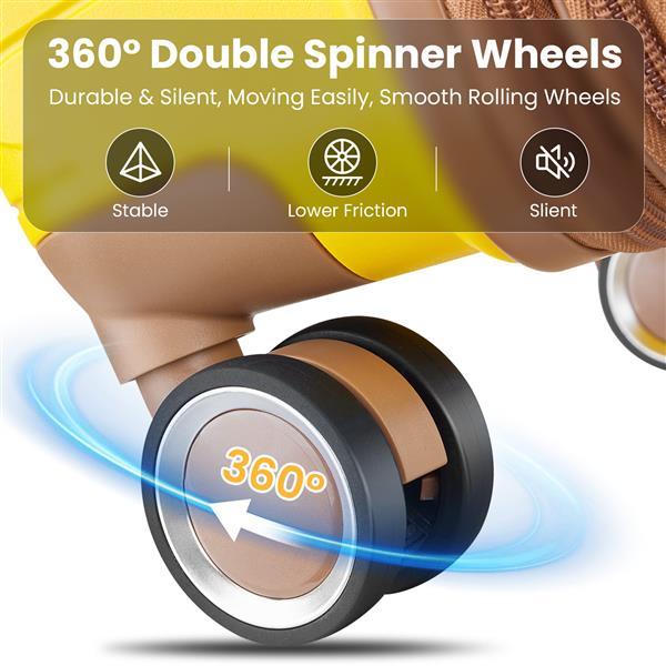 360-degree double spinner wheels with text highlighting features on a white background