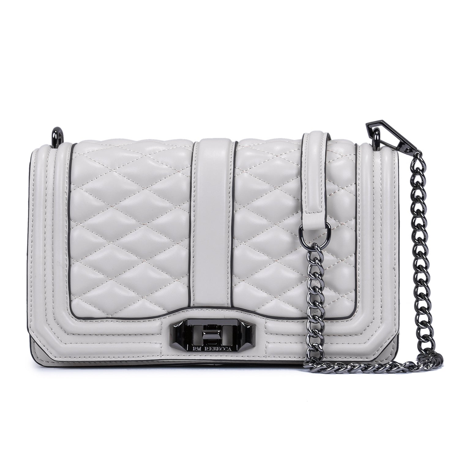 Women's Rhombic Chain Shoulder Bag, First Layer Cowhide