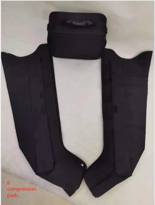 Black compression pads on a white background