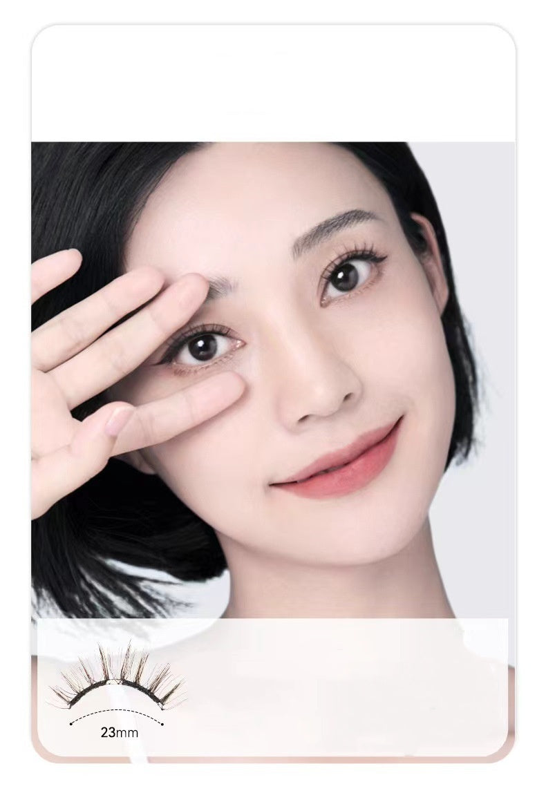 Close-up of a person with one hand near their face, on a white background