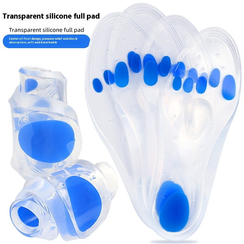 Transparent silicone full pad with blue pads on a white background