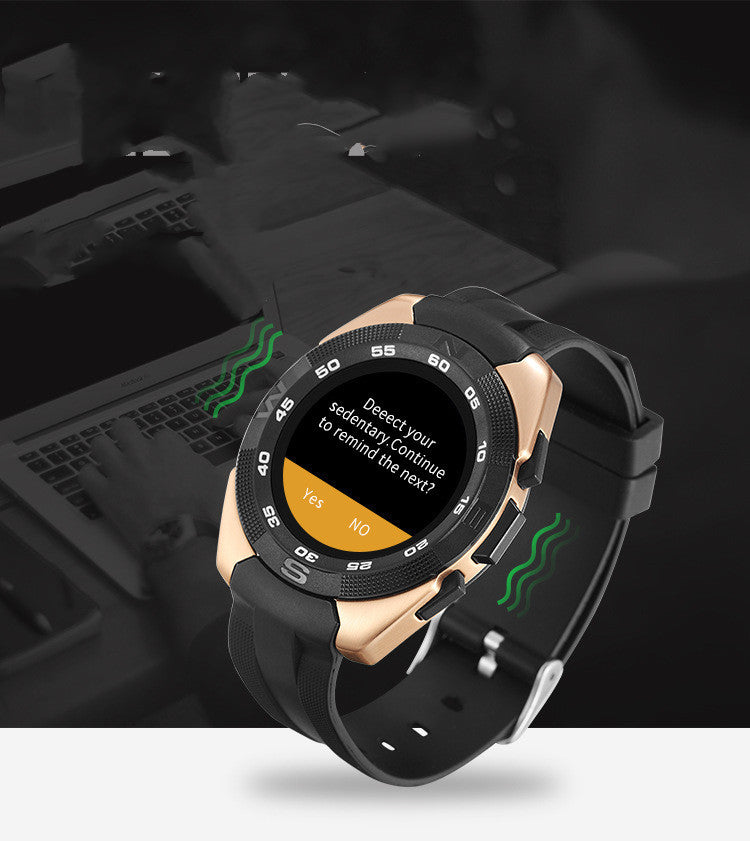 Smartwatch with a black strap on a blurred background