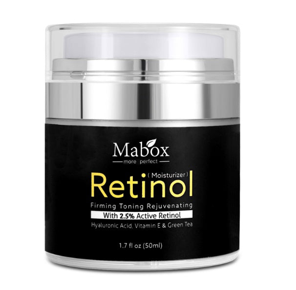 Mabox Retinol skincare cream jar on a white background