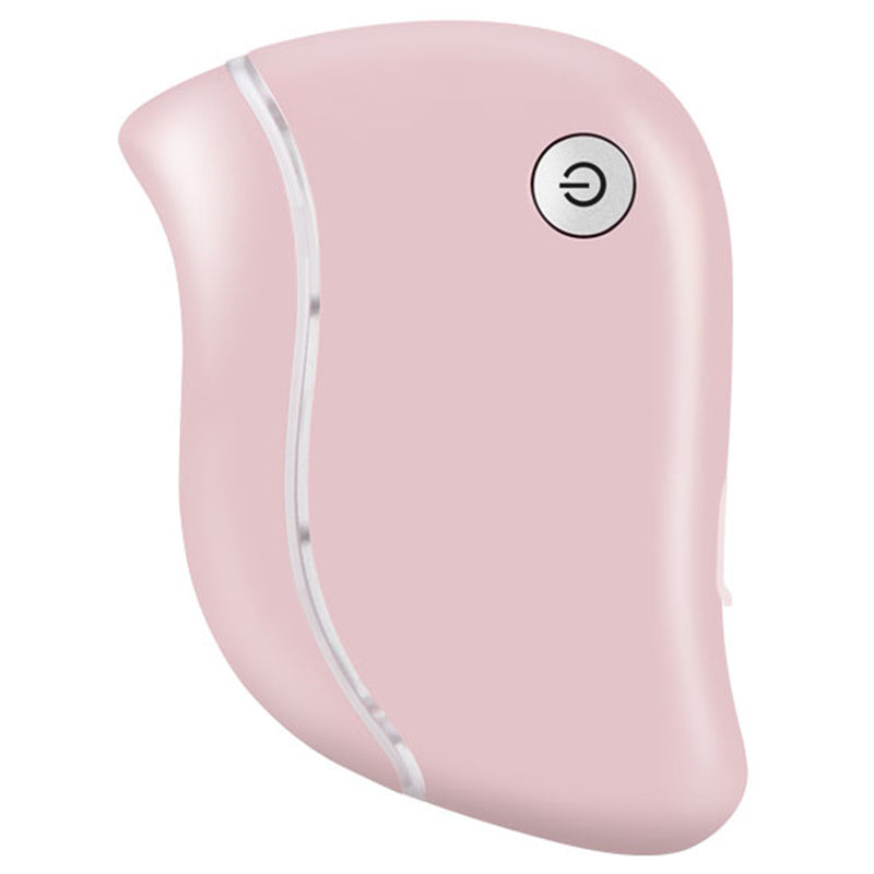 Pink electronic device with a white accent on a white background