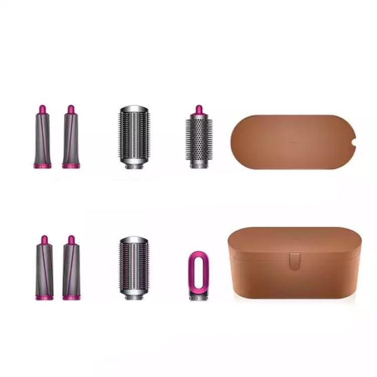 Set of hair styling tools including barrels and a diffuser on a white background