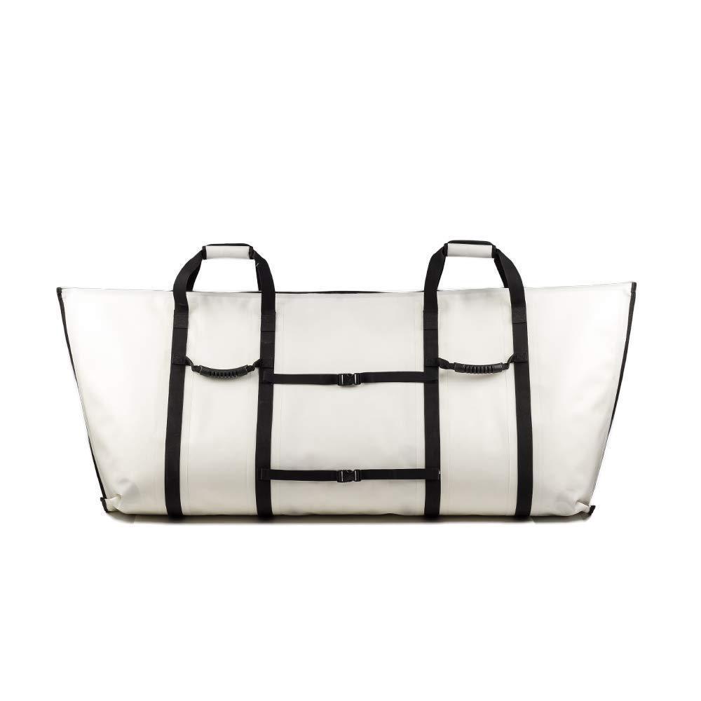 Clear tote bag with black straps on a white background