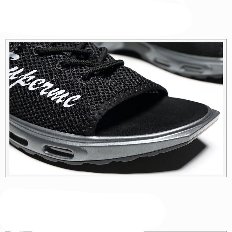 Black sneaker with 'Supreme' branding on a white background