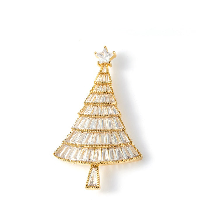 Gold and crystal Christmas tree ornament on a white background