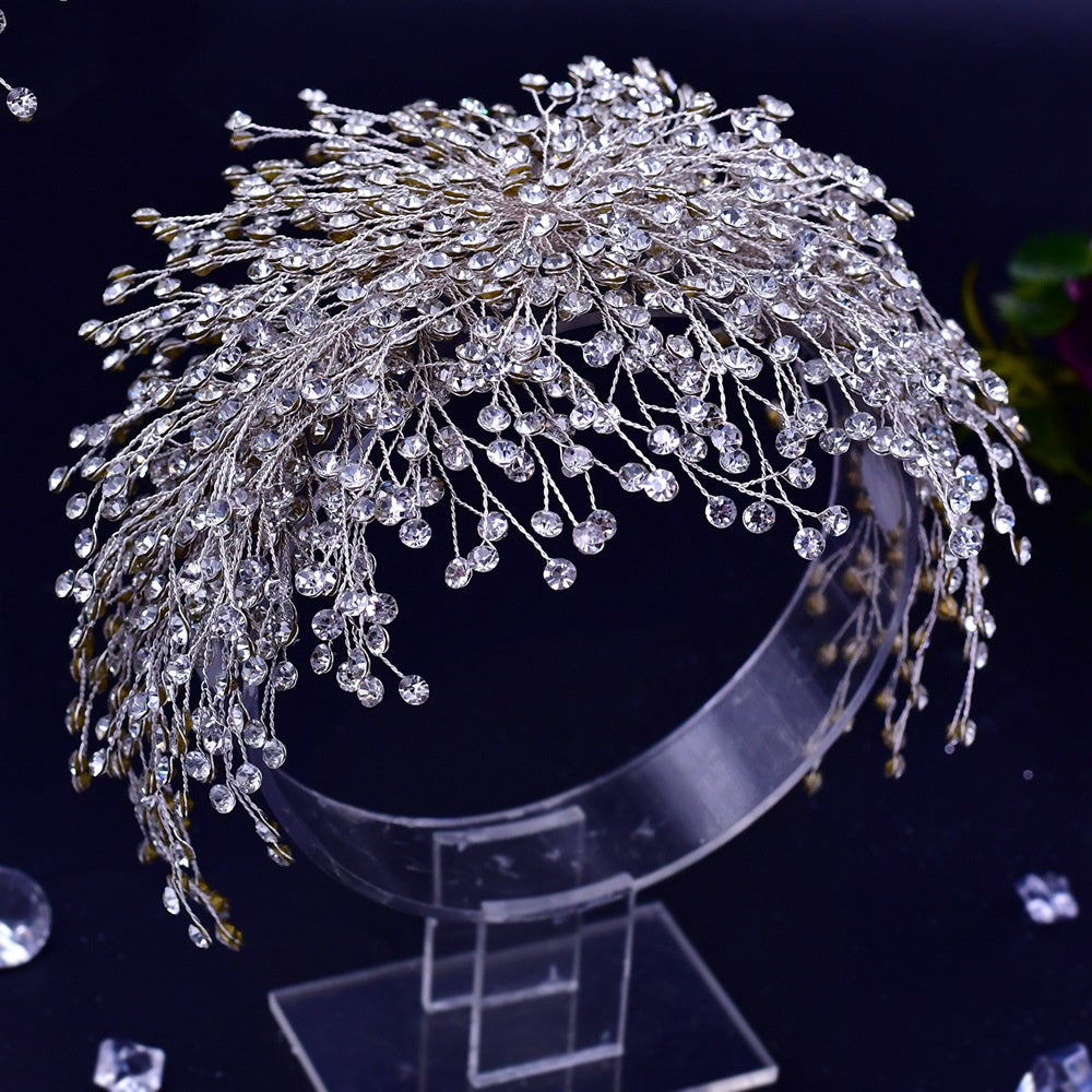 Decorative headpiece with crystals on a black background