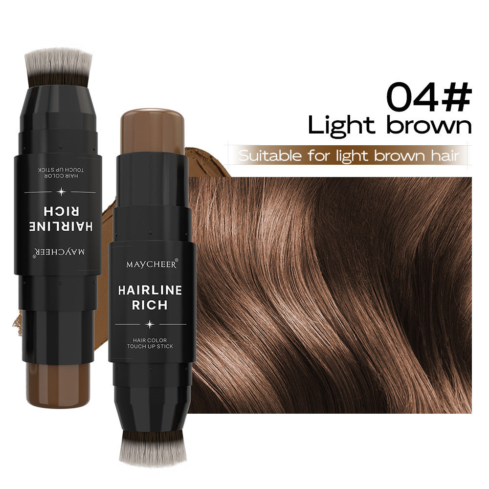 Hairline Rich hair color touch-up stick with a brush, suitable for light brown hair, on a white background.