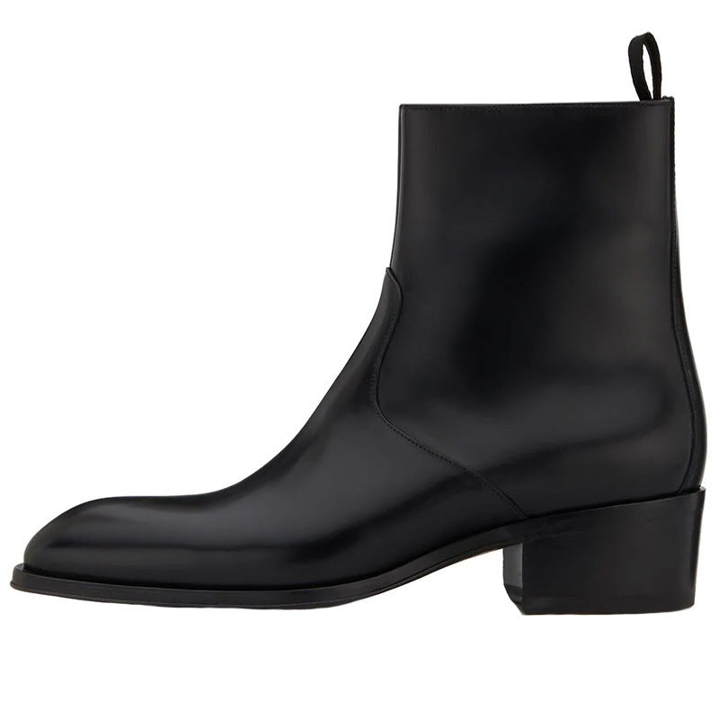 Black ankle boot on a white background