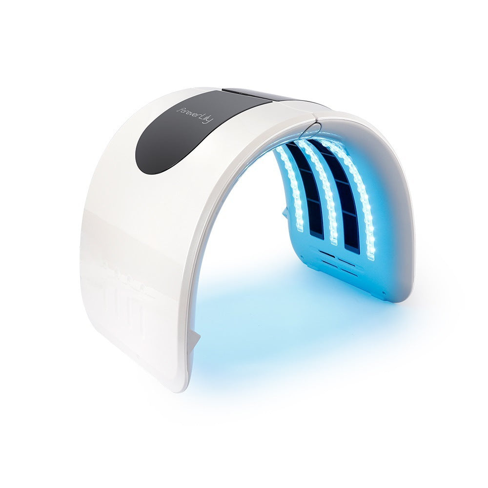 White and blue electronic device on a white background