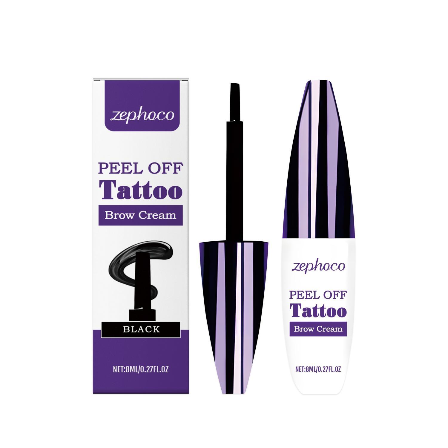 Zephoco peel off tattoo brow cream with packaging on a white background