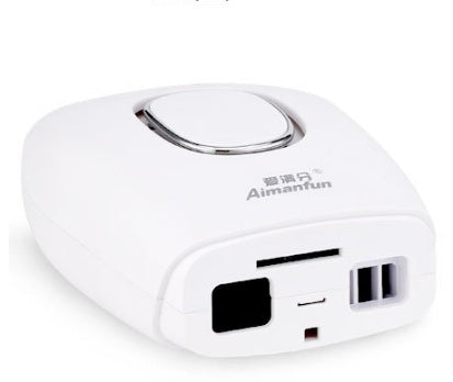 White electronic device with multiple ports on a white background
