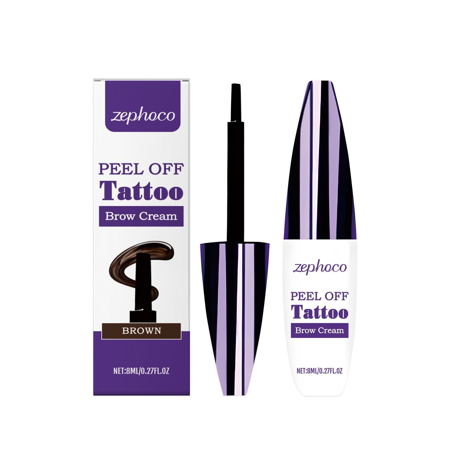 Zephoco peel off tattoo brow cream with packaging on a white background