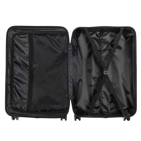 Black open suitcase on a white background