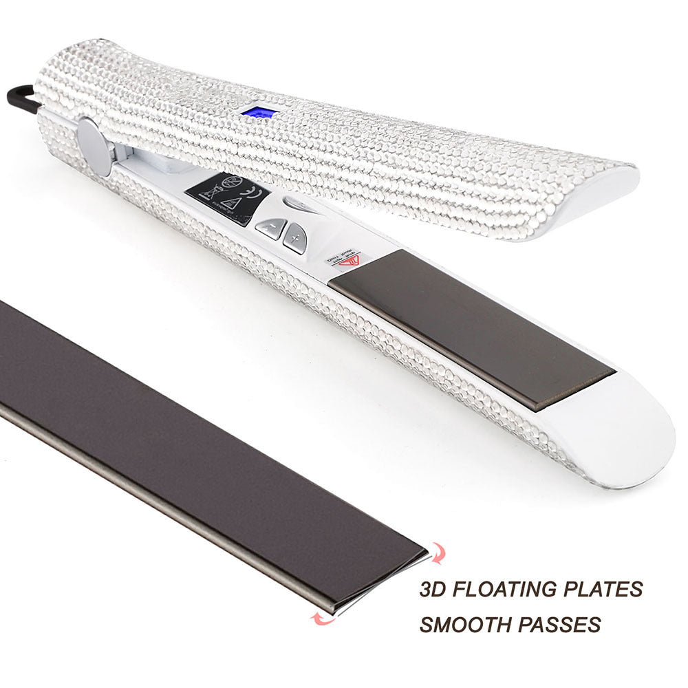 Hair straightener with 3D floating plates on a white background