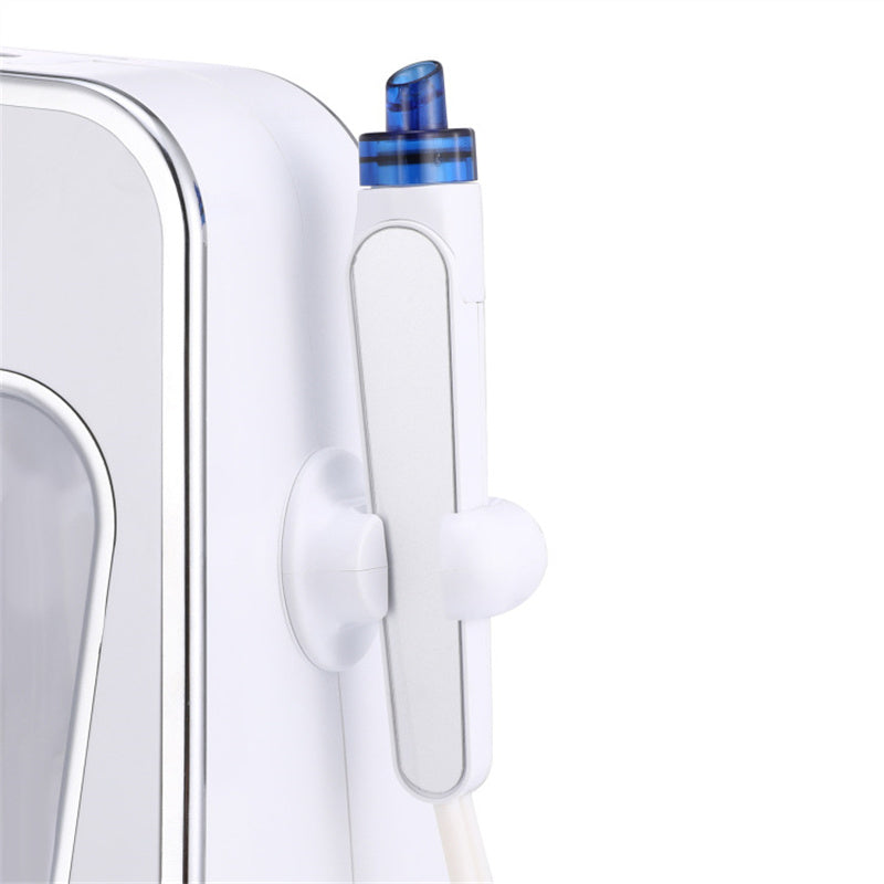 White electronic device with a blue top on a white background