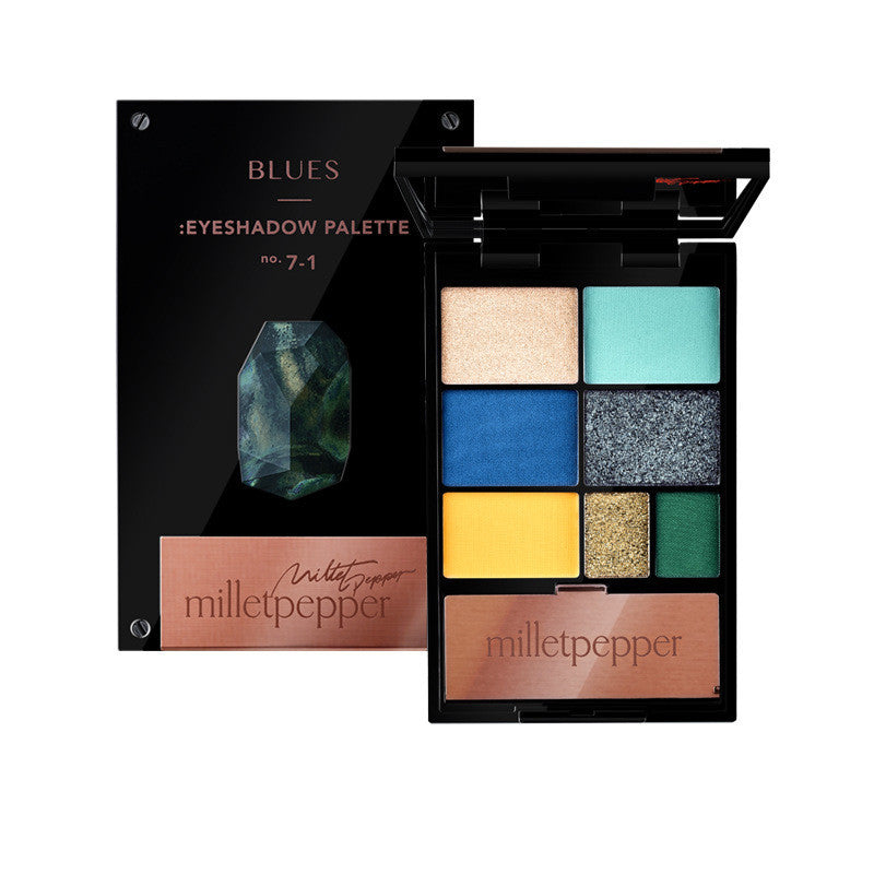 Milletpepper eyeshadow palette with open lid showing colors and closed packaging.