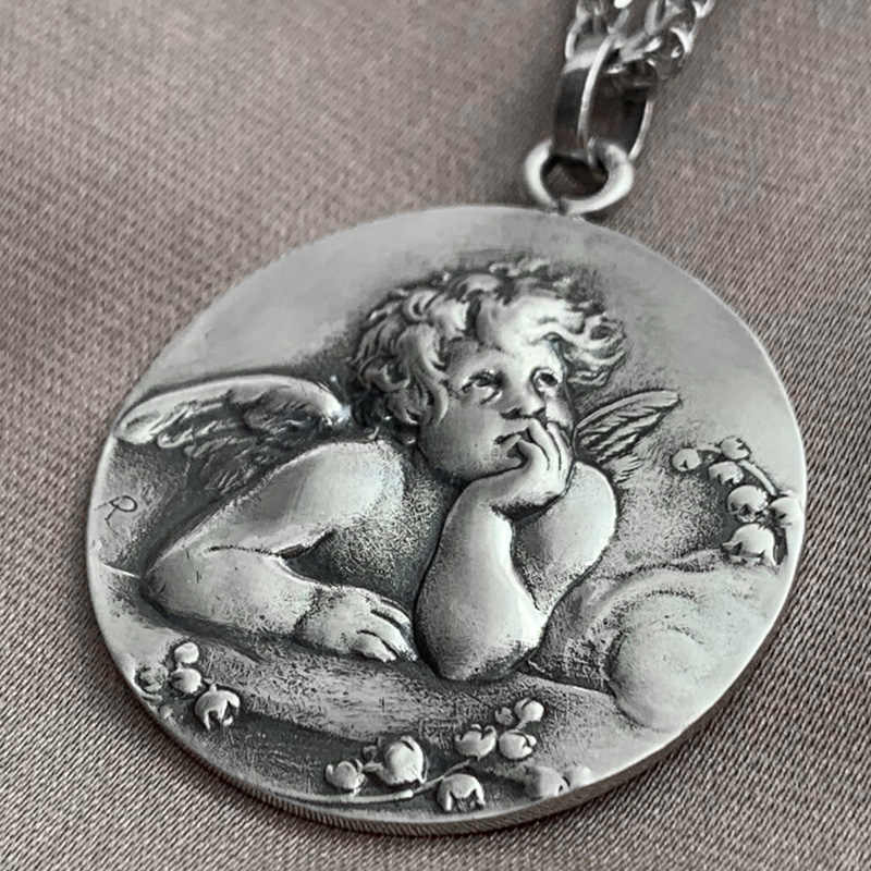 Sterling Silver 925 Large Embossed Pendant – Unisex