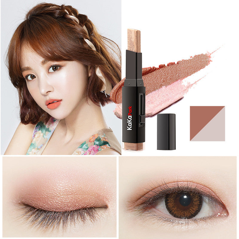 Collage of a woman with makeup, a Kaka Cosmetics product, and close-up shots of makeup application.