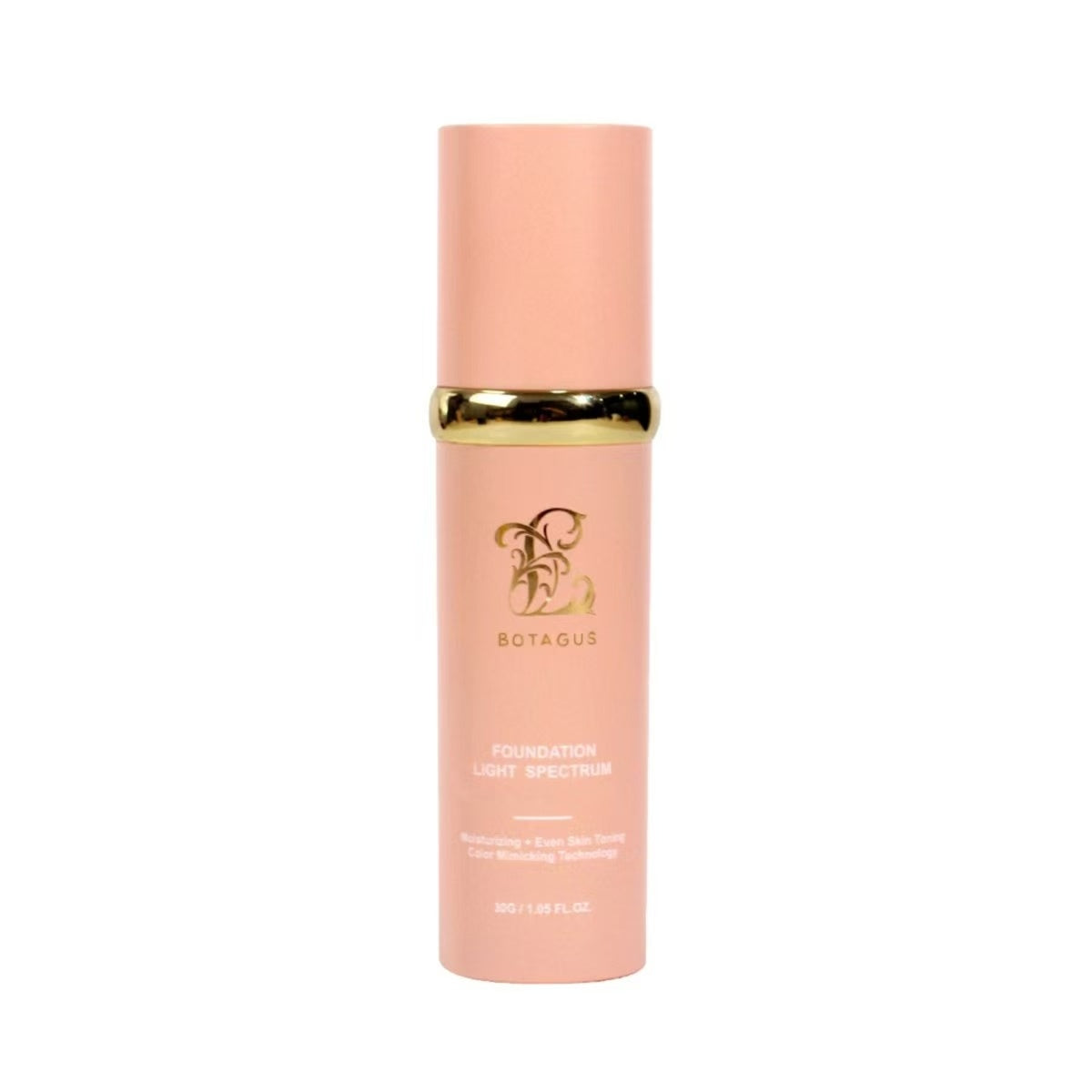 Cosmetic bottle with gold cap on a white background