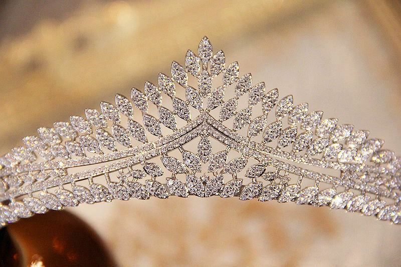 Close-up of a sparkling tiara with a blurred background