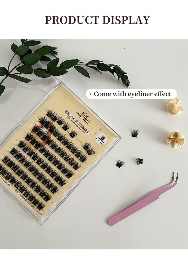 Eyelash extension set with tweezers and a leafy branch on a light background