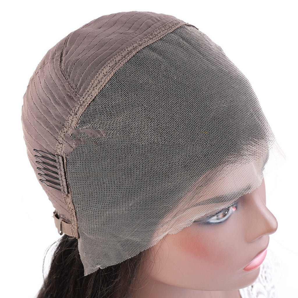 Wig cap on a mannequin head with a white background