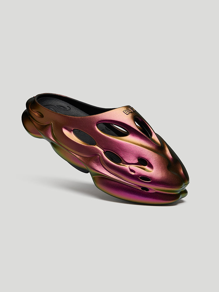 Multicolored sandal on a light gray background