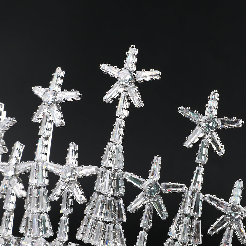 Close-up of decorative crystal trees on a black background