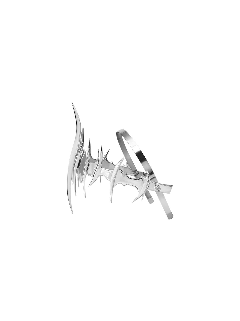 Silver cufflinks on a white background