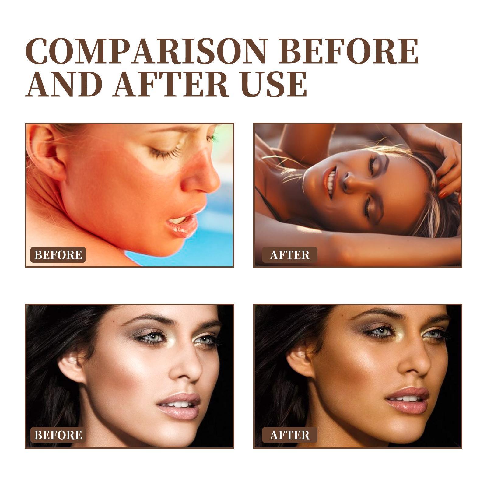 Before and after comparison of a woman's face with text 'Comparison Before and After Use'.