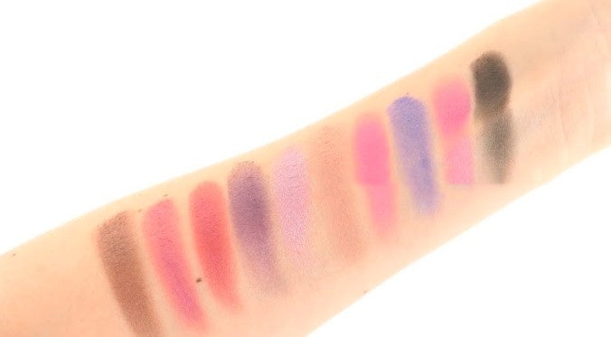 Color swatches of lipsticks on a person's arm