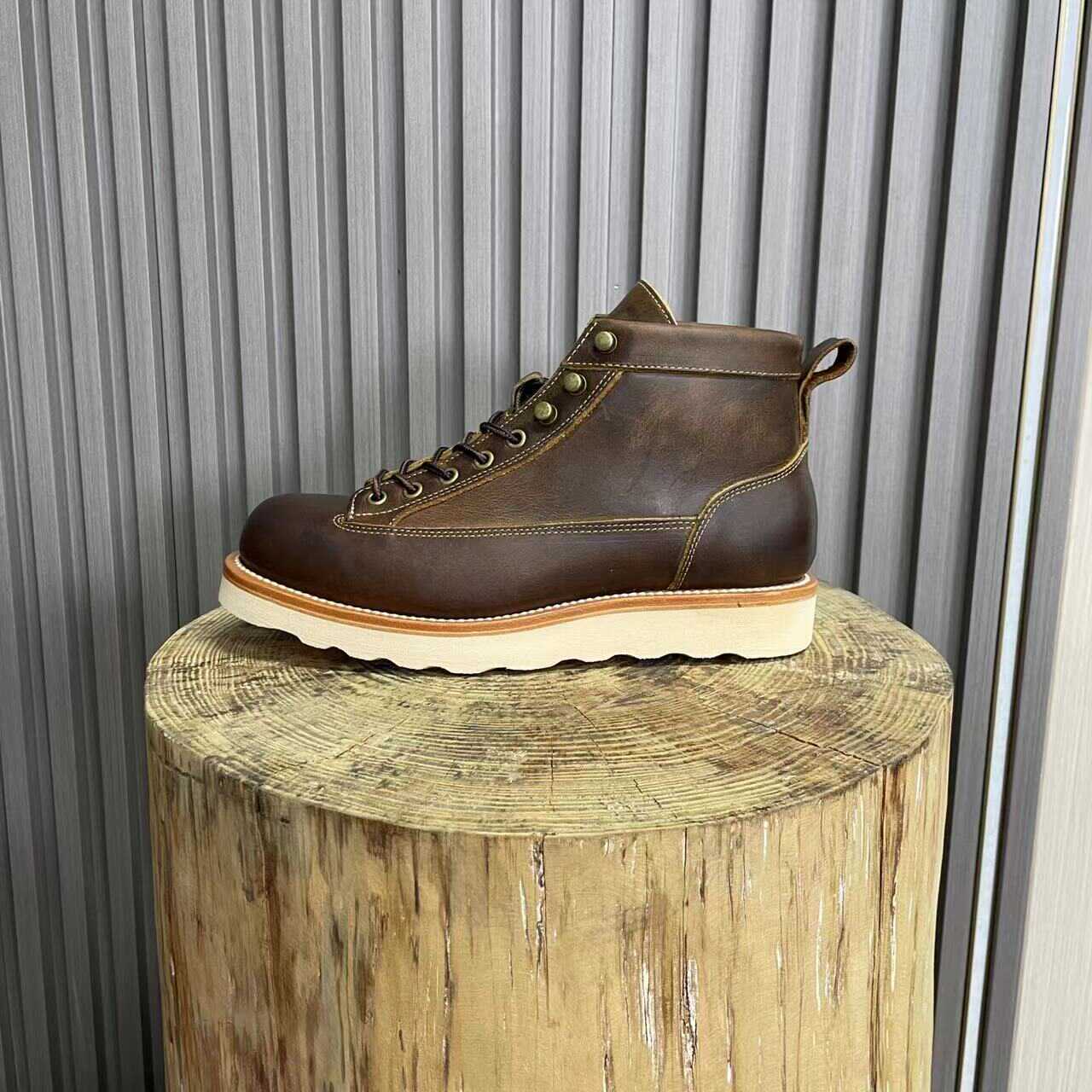Men’s Retro High-Top Crazy Horse Leather Work Boots