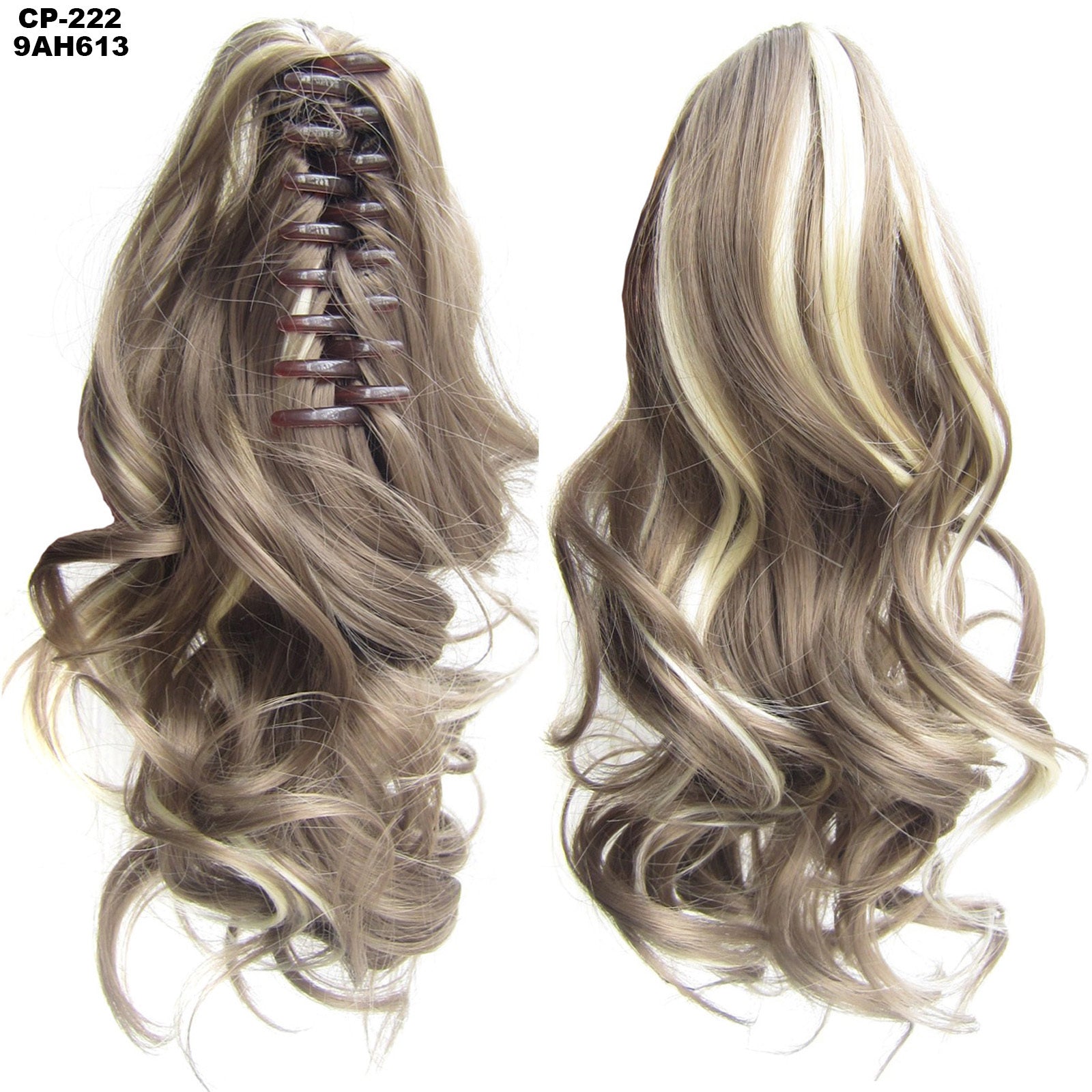 Two hair extensions with a comb on a white background