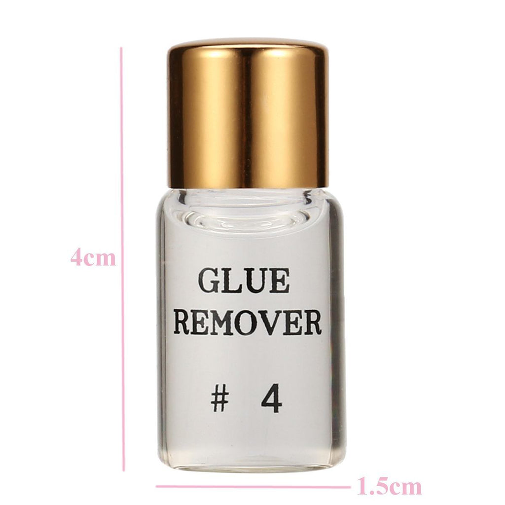 Bottle of glue remover with gold cap on a white background