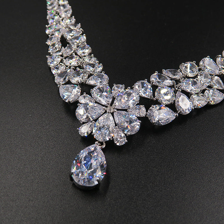 Elegant diamond necklace on a black background