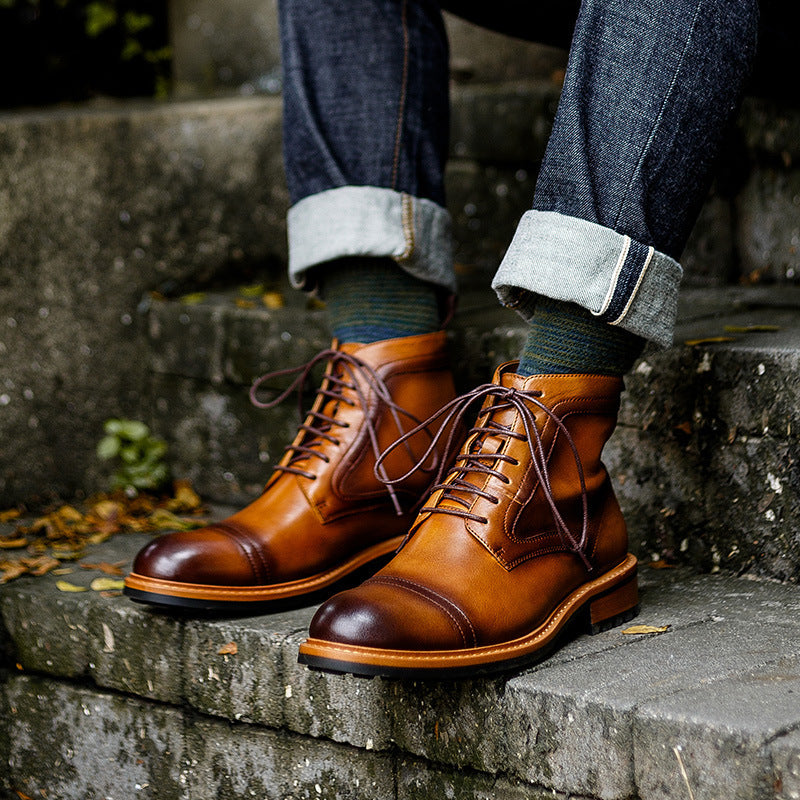 Men’s Autumn-Winter Retro Martin Boots - Cowhide Leather