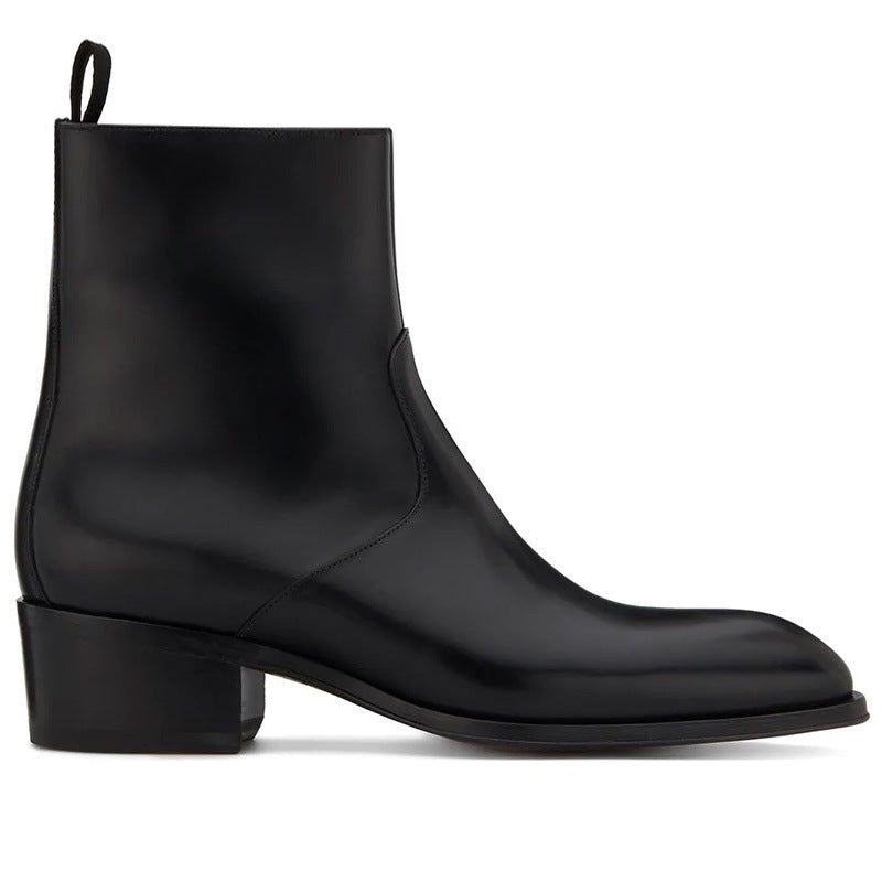 Black ankle boot on a white background