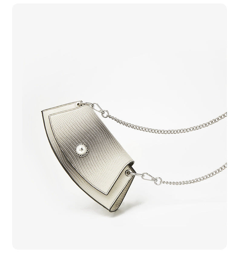 Silver necklace with a pendant on a white background