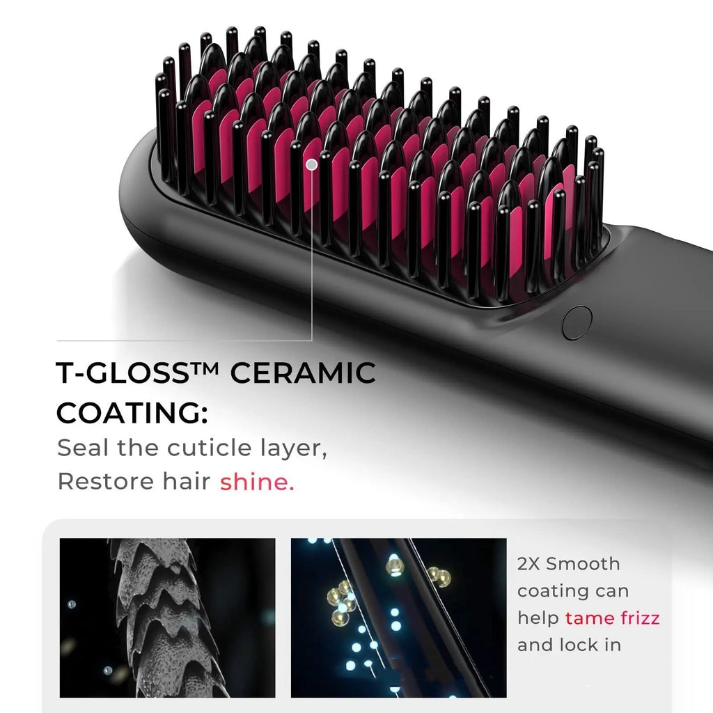 Hairbrush with T-Gloss Ceramic Coating features on a white background
