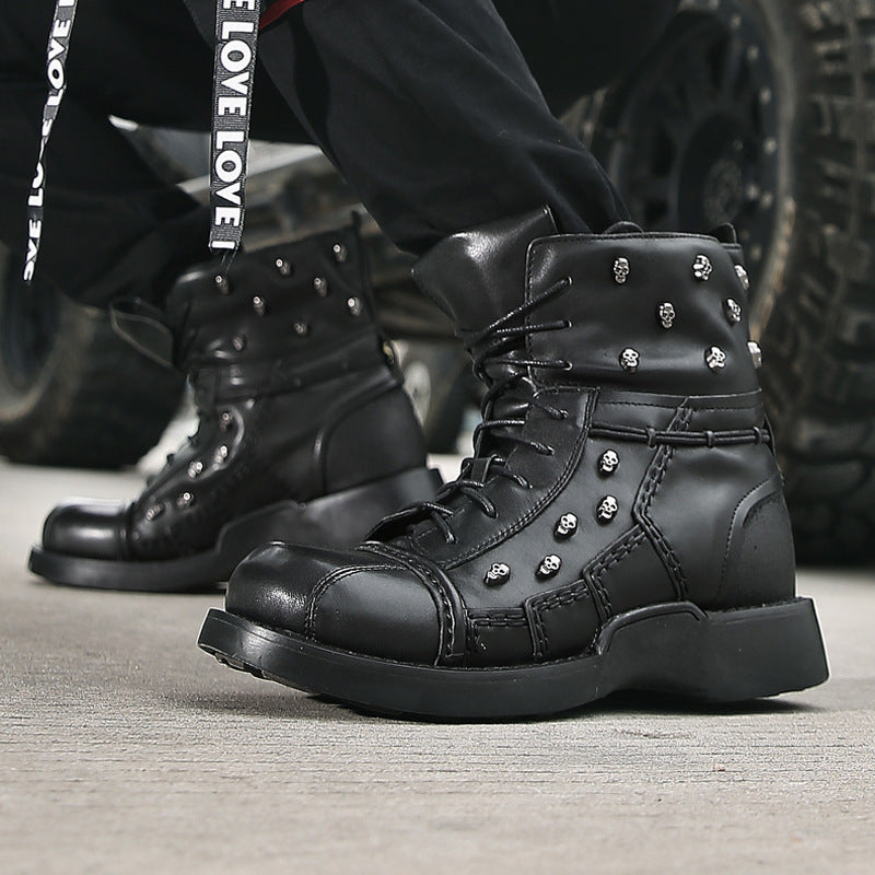 Men’s Warm Waterproof Steampunk High-Top Leather Boots