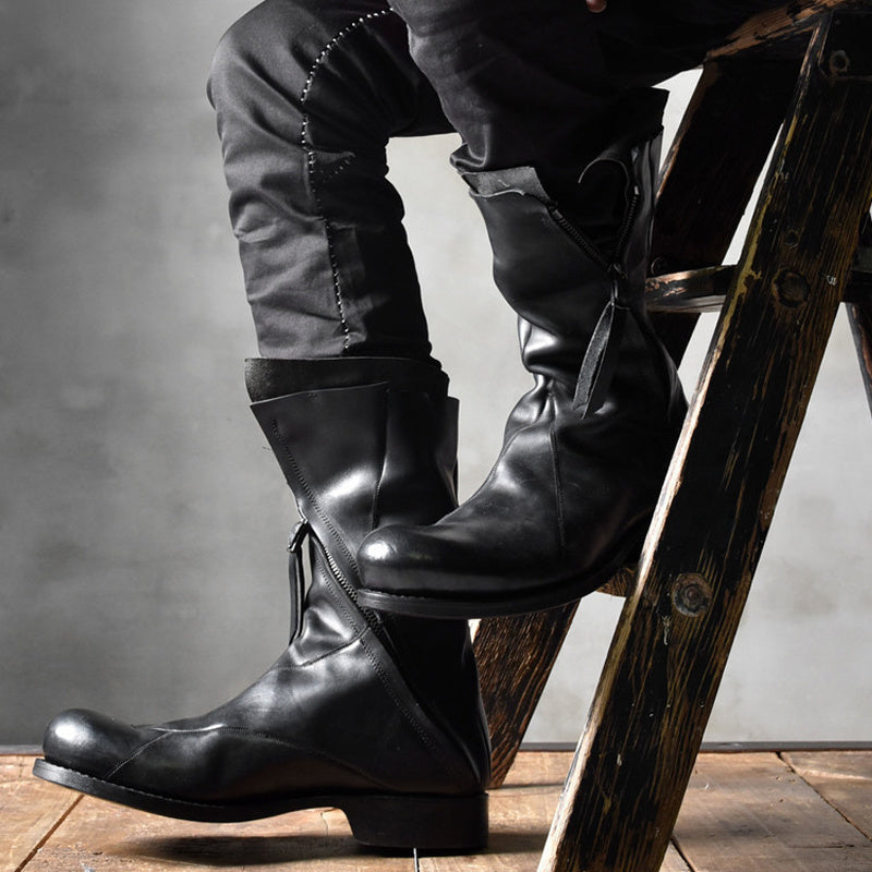 Japanese Retro Irregular Deconstructed Leather Boots Men