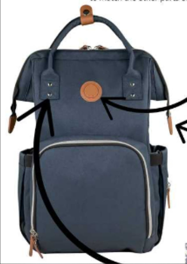 Blue backpack with brown accents on a white background