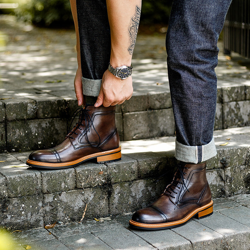 Men’s Autumn-Winter Retro Martin Boots - Cowhide Leather