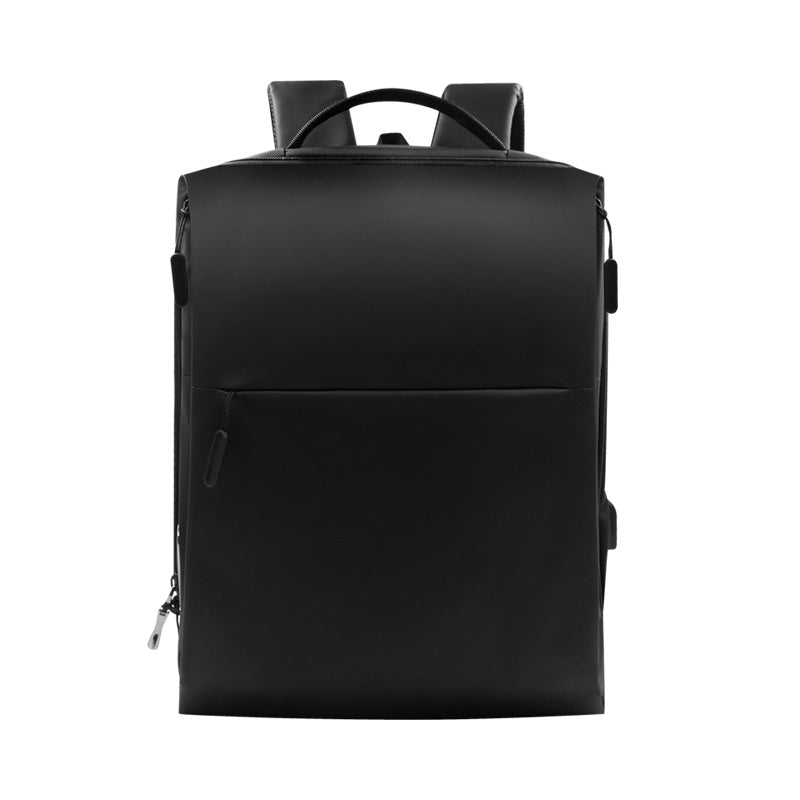 Black backpack on a white background